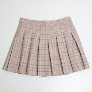 Aritzia Sunday Best Olive Micro Skirt Pleated Light Brown Plaid Preppy Academia